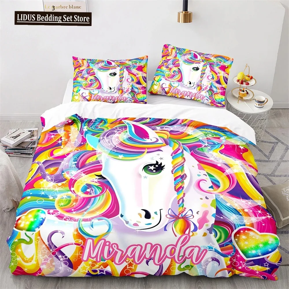 Unicorn Rainbow Duvet Cover Set King Twin Full Size Kids Boy Girl Bedding Set r Comforter Cover