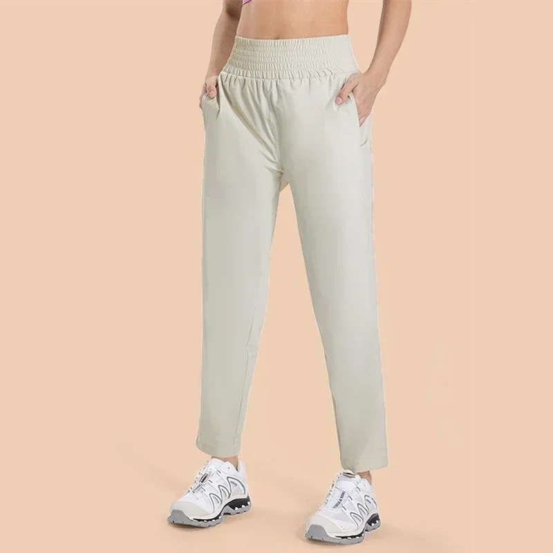 Lemon celana Yoga wanita, bawahan Jogger olahraga ringan cepat kering kasual panjang betis 25 "dengan saku