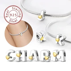 925 Sterling Silver 26 A-Z Letter Charms Beads Fit Charm Original Bracelet for Women DIY Fine Jewelry Gifts