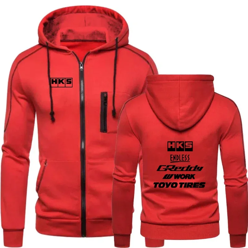 Japão JDM Carro Modificado HKS ENDLESS Impresso Sportswear Masculino Moda Zipper Hoodie Sólido Homens Sportswear Casual Quente Sportswear