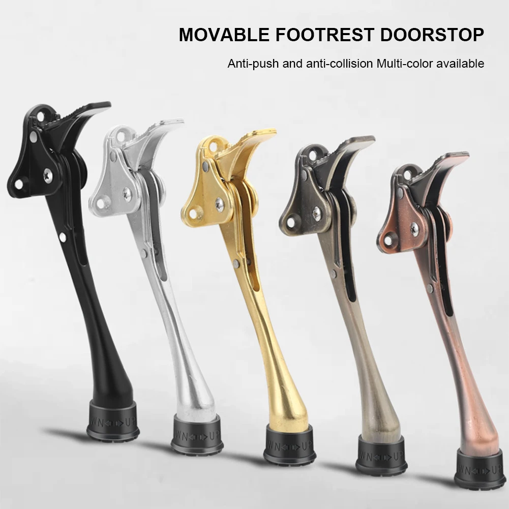 Doorstop Pedal Windproof Door Stopper Holder Anti-Push Heavy Duty Zinc Alloy Adjustable Closing Angle for Bedroom Bathroom Door