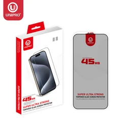 UNIPRO Ultra Strong Tempered Glass Privacy Screen Protector Strength 45KG Guard Film For iPhone 16 Pro Max 15 Plus 14 13 12 11