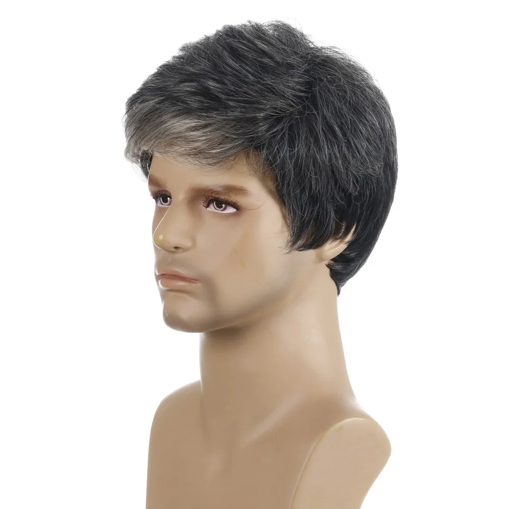 WHIMSICAL W Men Short Hair Synthetic Wigs for Daily Use Fashion Wig Ombre Male Natural Hair Heat Resistant Breathable