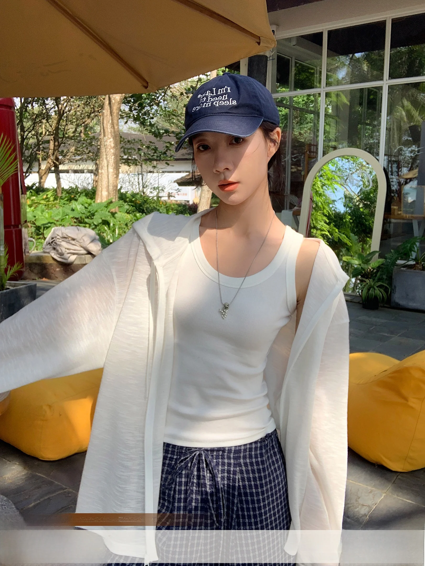 

Women's Light Cotton Hooded Cardigan UV Protection Spring Summer Long Sve Zipper Closure Thin Outerwear Faionable Vintag...