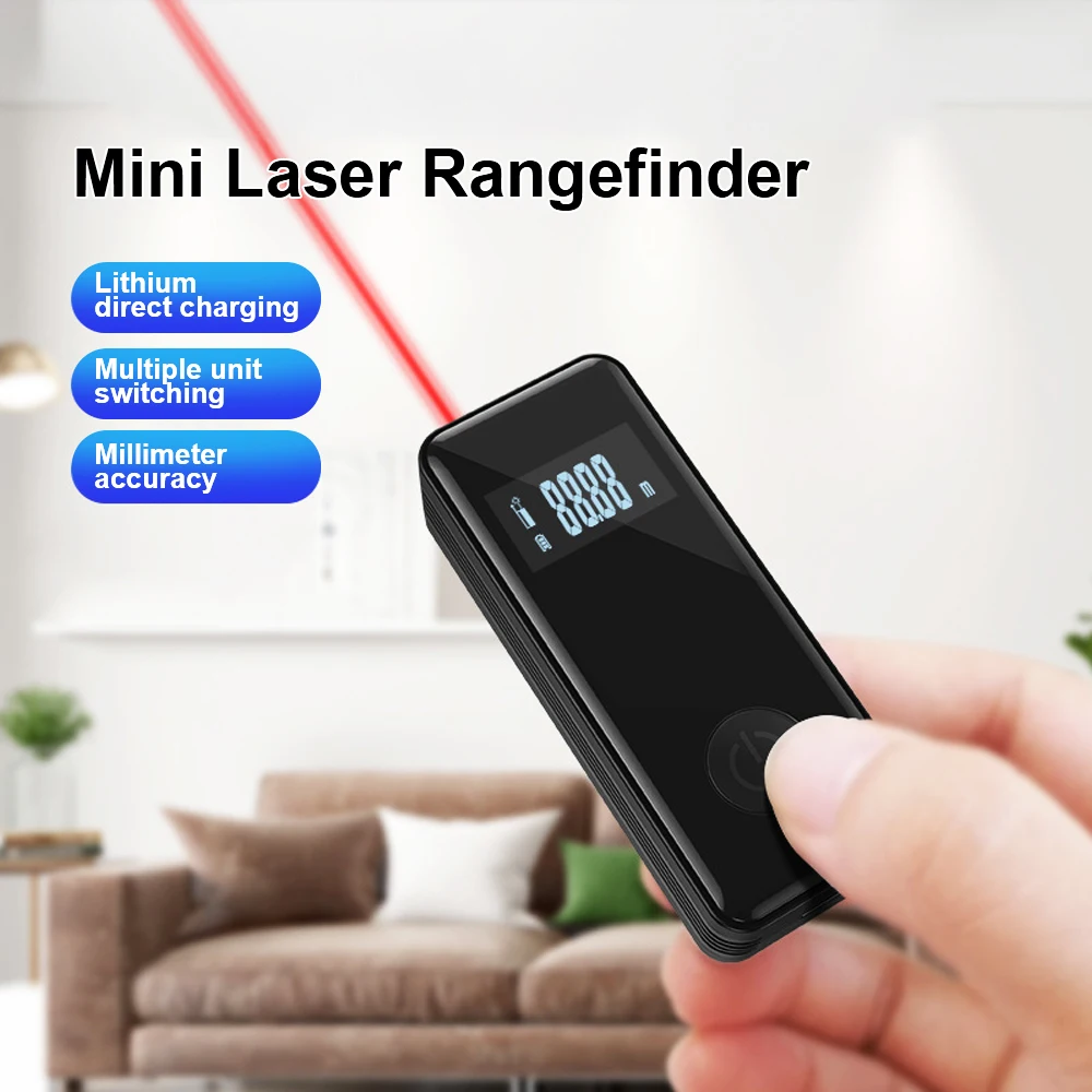 30M Laser Range Finder Tools Portable Handheld Mini Smart Laser Distance Meter USB Rechargeable Measure Infrared Rangefinder