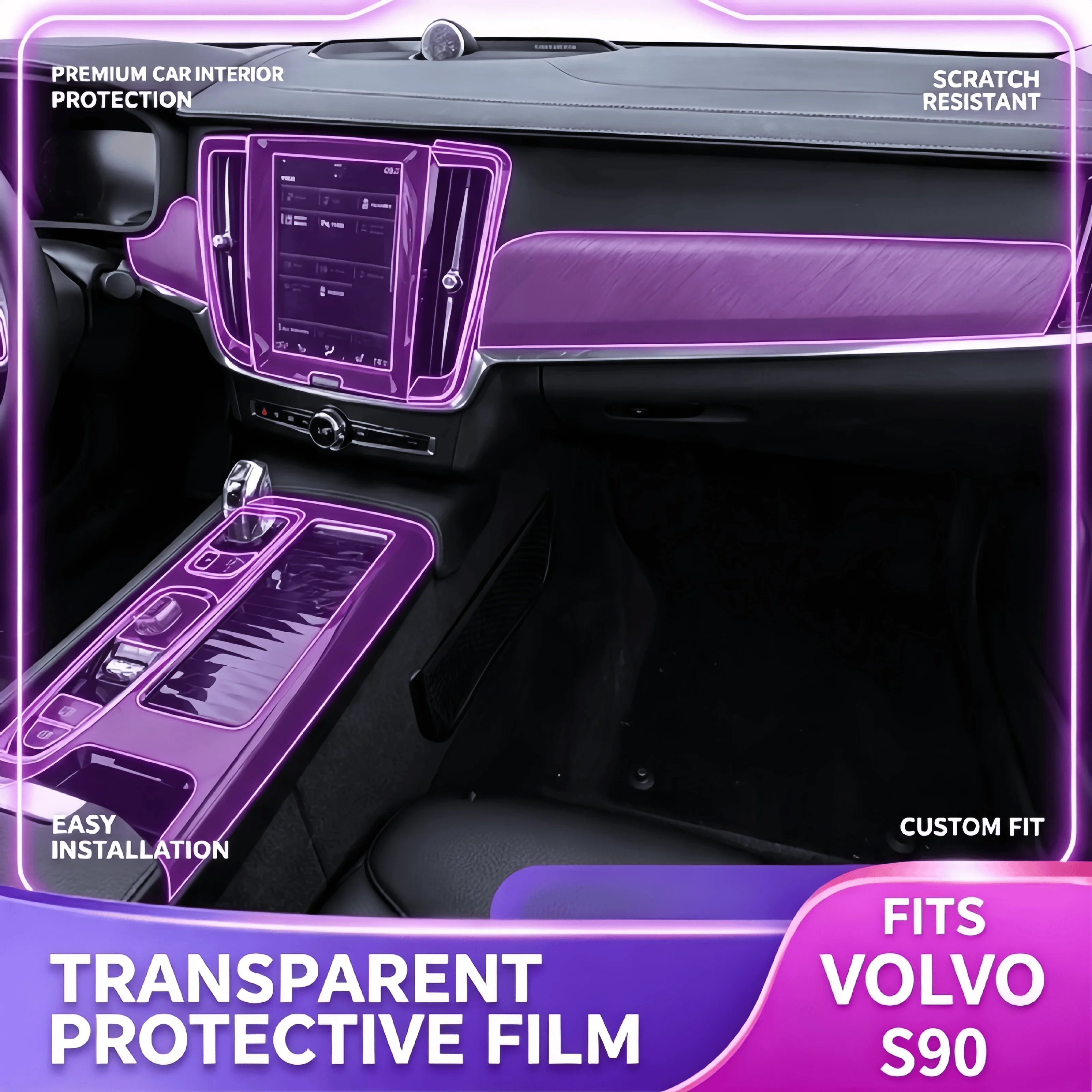For 25 Volvo S90 HybridB5 modification accessories protective film screen center console gear shifter interior car sticker