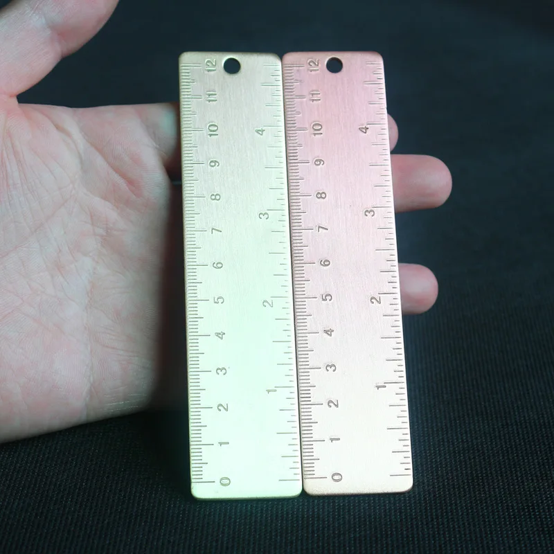 Thickened Pure Copper Ruler Copper Double-scale Bookmark Ruler Brass Drawing Drawing EDC Tool Rulers