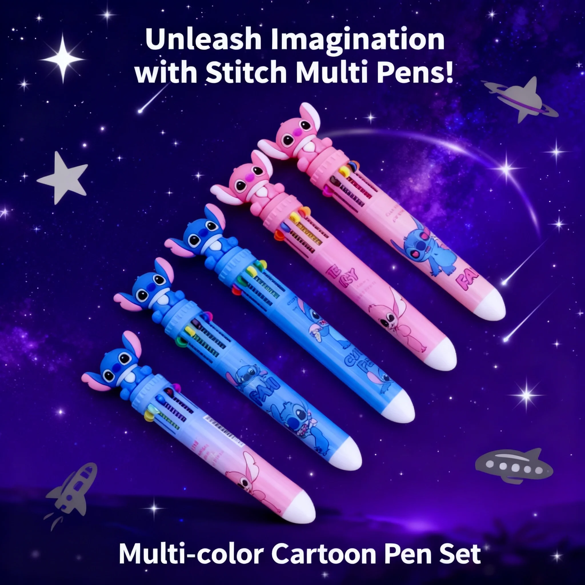 

1PC Disney Stitch Multifunction Push Button Gel Pen 10 Color Ballpoint 0.5mm for School Office Writing Stitch Colorful Pen