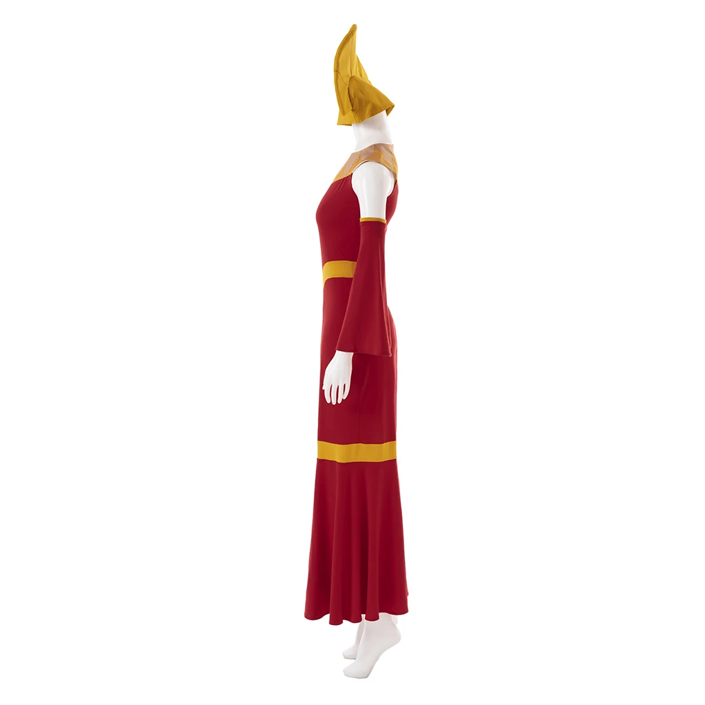 Kuzco cosplay weibliches Kostüm erwachsene Frauen sexy rot geschlitztes Kleid mit Kopf bedeckung Halloween Karneval Uniform Weihnachts feier Ballkleid