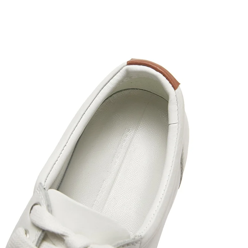أحذية مصممة للسيدات من جلد البقر، أحذية بيضاء مريحة من الجلد الناعم سهلة الارتداء كاجوال مسطحة من الأسفل ومنخفضة من تصميم الدنماركي #6
