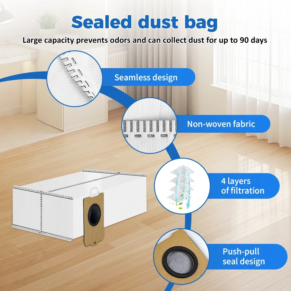 Vacuum Dust Bags for Narwal Freo Z Ultra for Narwal J5X Sweeping Robot Vacuum Attachments Dust Bags Accessories Spare Parts