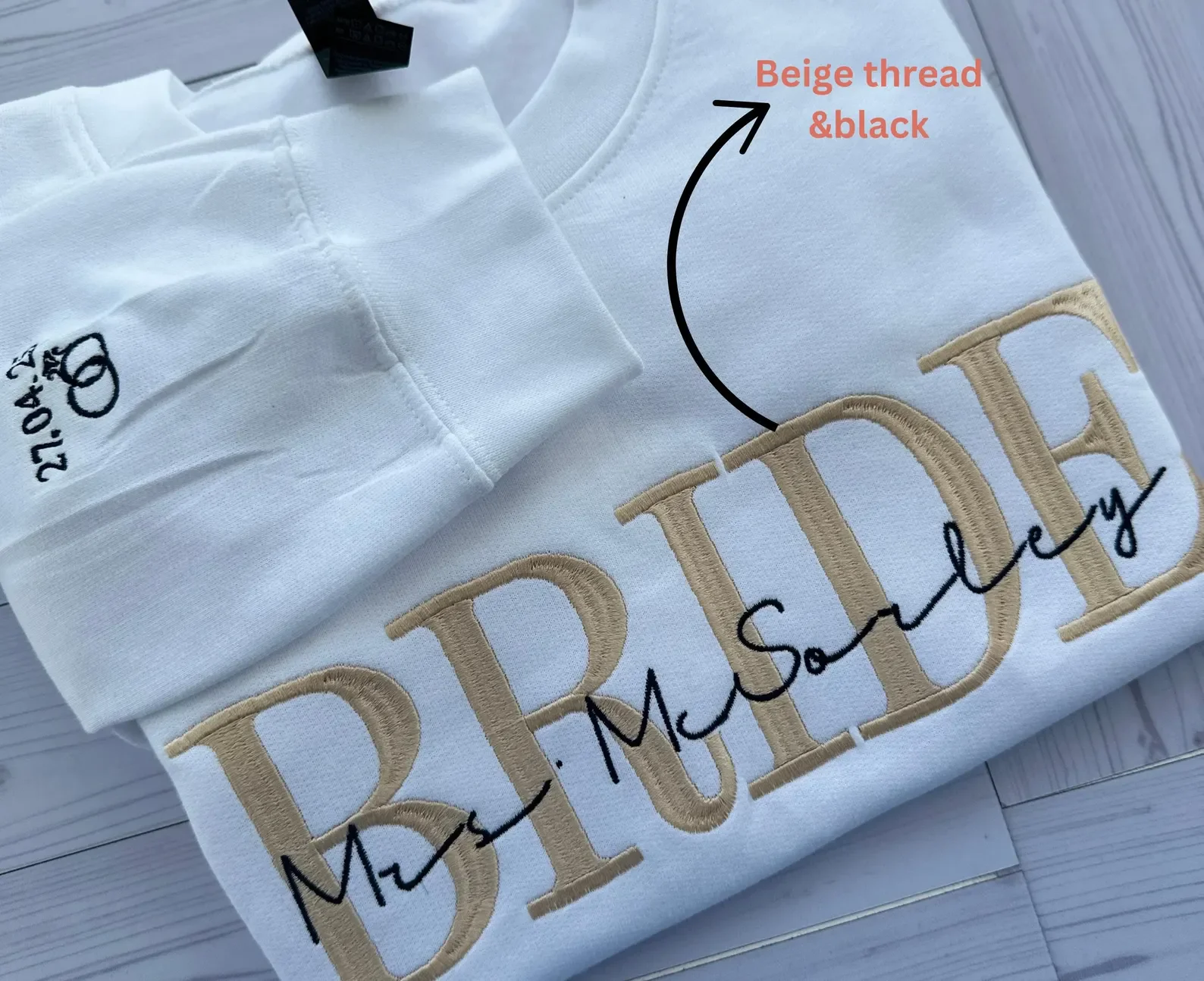 Personalized Name Bride Embroidered Sweatshirt Custom Wedding Bride Party Sweatshirts Honeymoon Wifey Unique Bridal Shower Gift