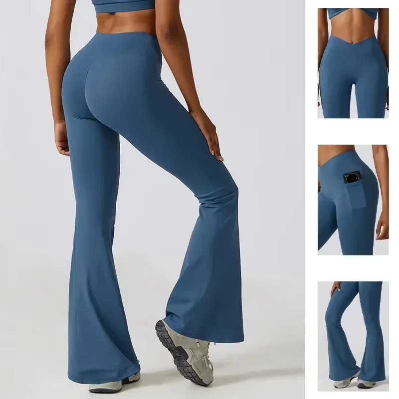 Leggings da donna pantaloni da yoga slim da donna pantaloni a gamba larga a vita alta pantaloni sportivi a zampa d'elefante fondo traspirante ad asciugatura rapida Pantaloni fitness