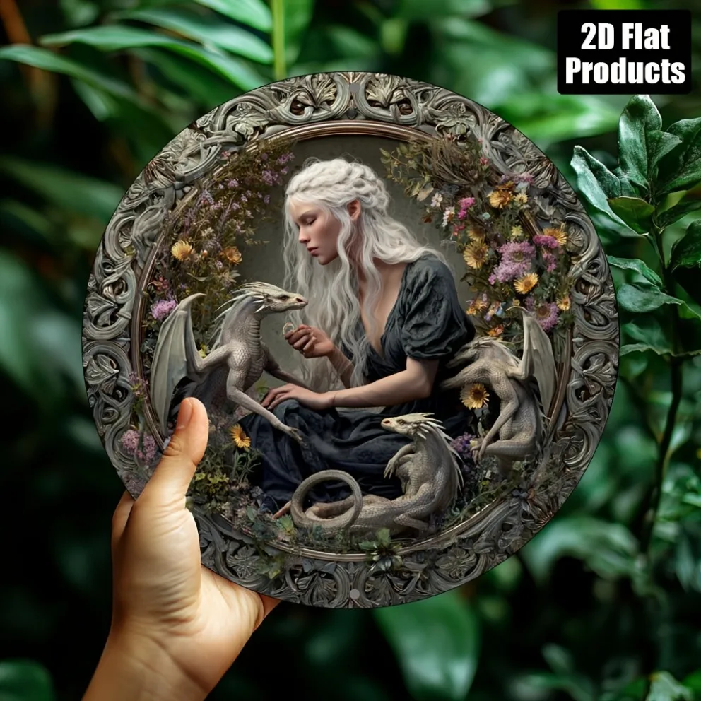 ** لافتة ألومنيوم على شكل حياة المزرعة - لوحة فنية جدارية معدنية مستديرة مقاس 8 × 8 بوصة لمكتب البار والمقهى المنزلي، هدية عطلة ريفية **