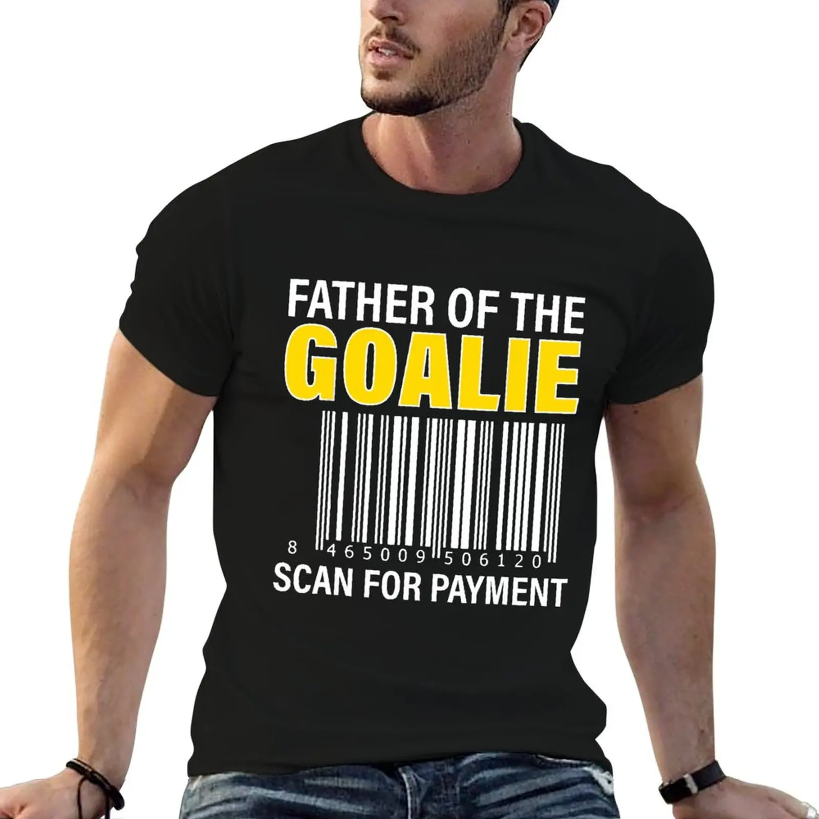 Father Of The Goalie Scan For Payment Goalie Dad T-Shirt Sport Basic Moisture Wicking Tee