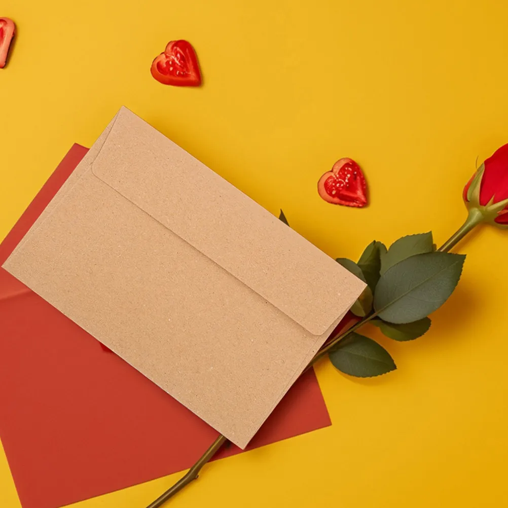 

30Pcs Invitation Envelopes Kraft Paper Self Adhesive Wedding Greeting Card Envelopes for Photos Holiday Brown Envelope