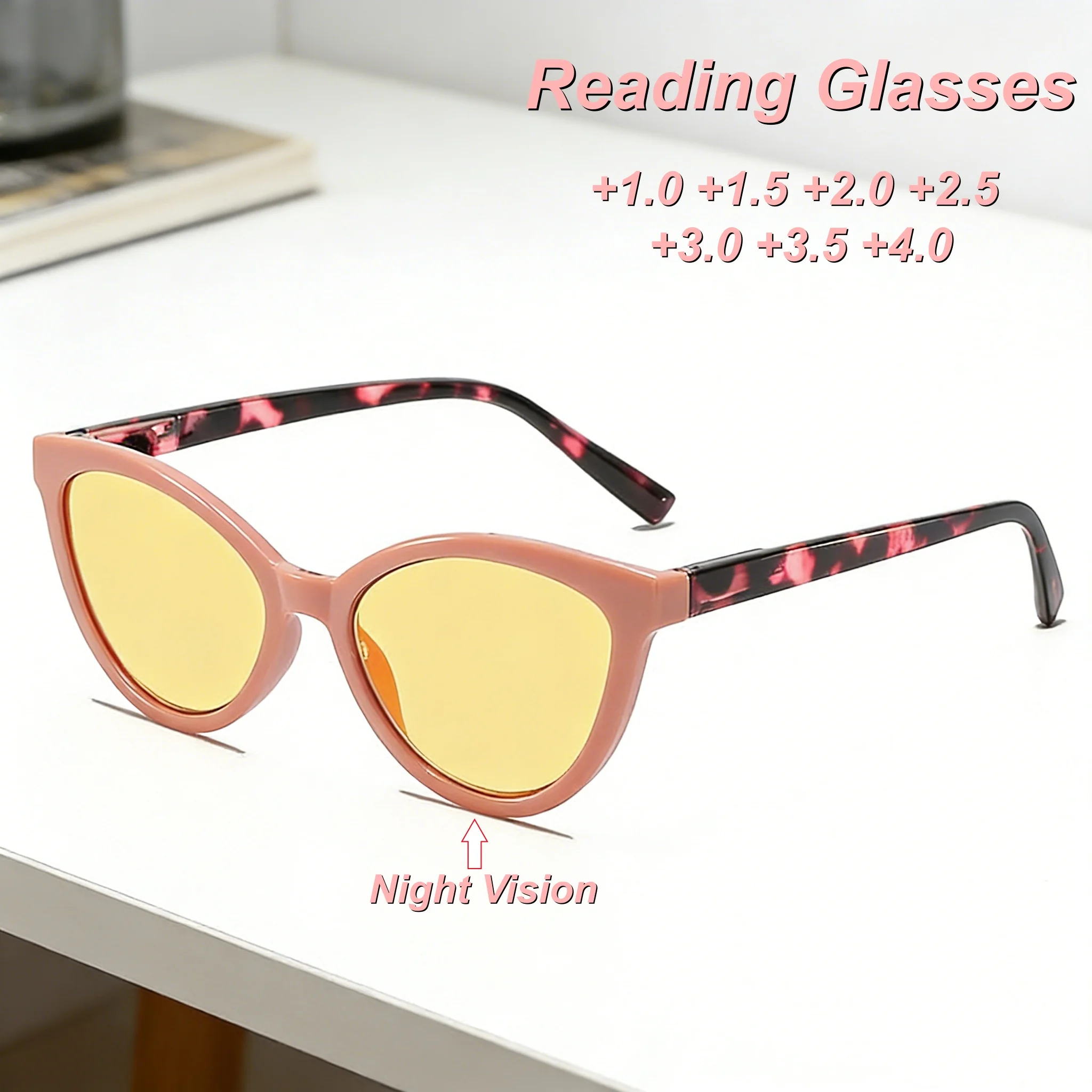 

2026 новые модные HD кошачий глаз ночного видения женские очки для чтения ультра легкие нейтральные высококачественные очки для ночного вождения