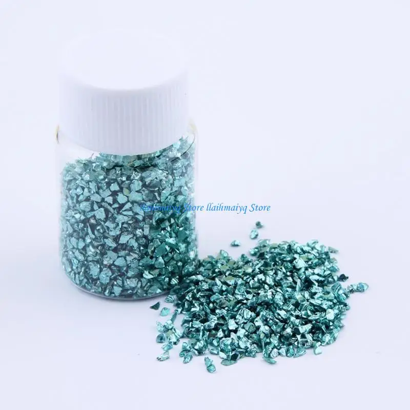 

573B 12-Bottle Broken Crushed Glass Stones 30g/Bottle Irregular Flakes Sequins Gravel