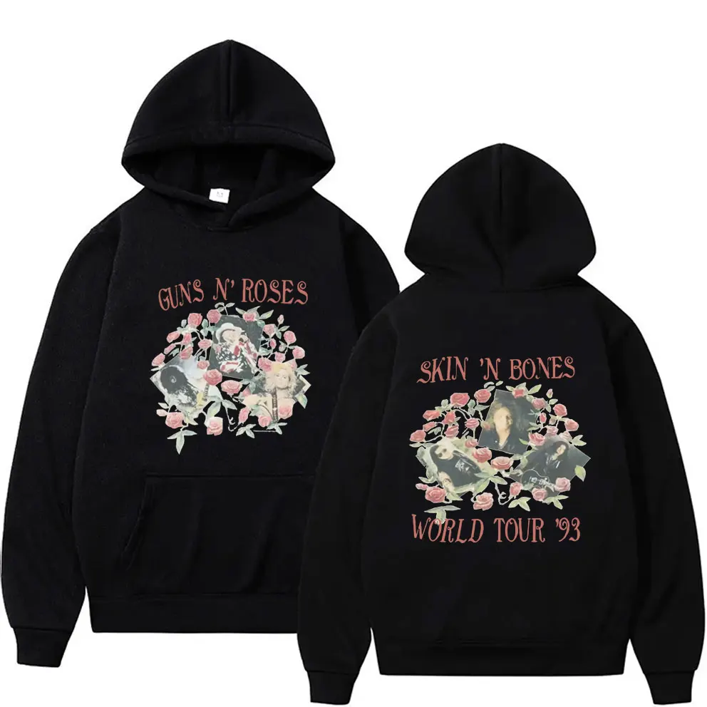 

Hot Sale Guns N Roses Bullet Rose Rock Band Music Black Hoodie Men Women Fashion Oversized Hoodies Male Vintage Hooded Tracksuit