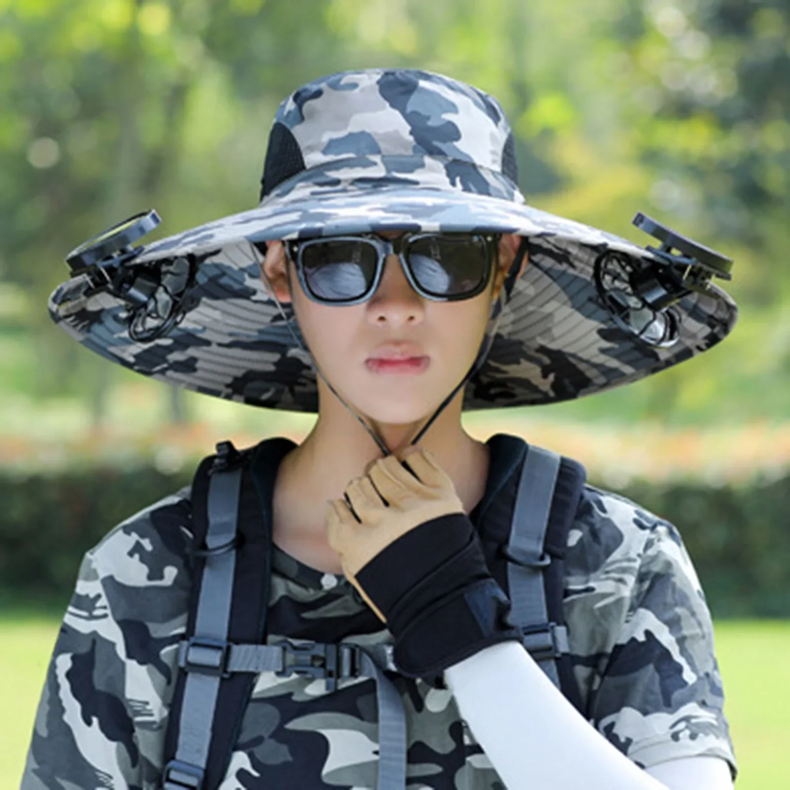 مزدوجة الشمسية مروحة قبعة للرجال النساء في الهواء الطلق واسعة حافة قبعة الشمس الصيف Upf 50 + الصيد التنزه تسلق الجبال والشاطئ قبعة بحافة