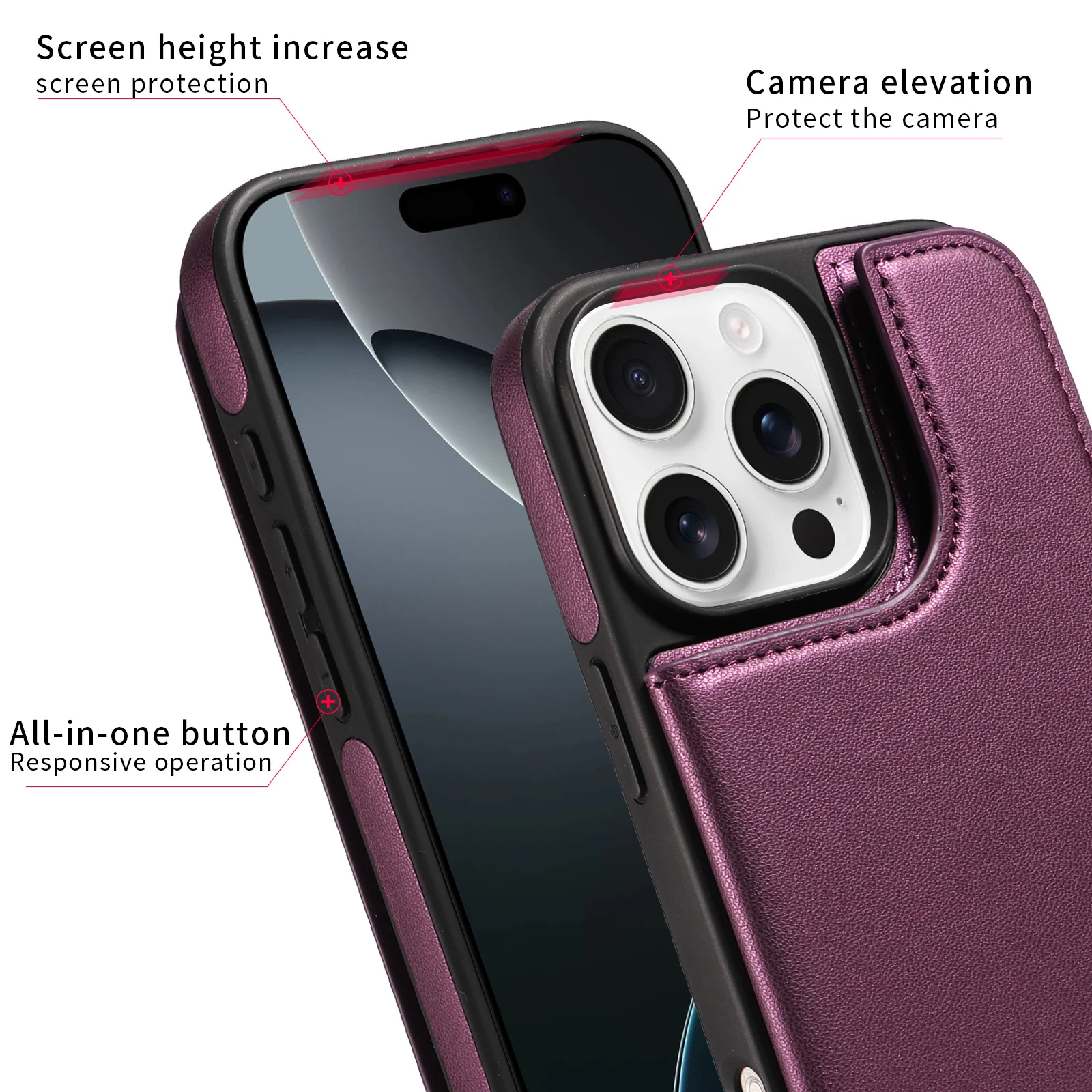 Flip-Wallet-Handyhülle für iPhone 18 Pro Max 17 16 Pro 15 Plus 14 13 12 11 RFID-Schutz mit Kartenfach Luxus-Schutzhülle – Detail 6