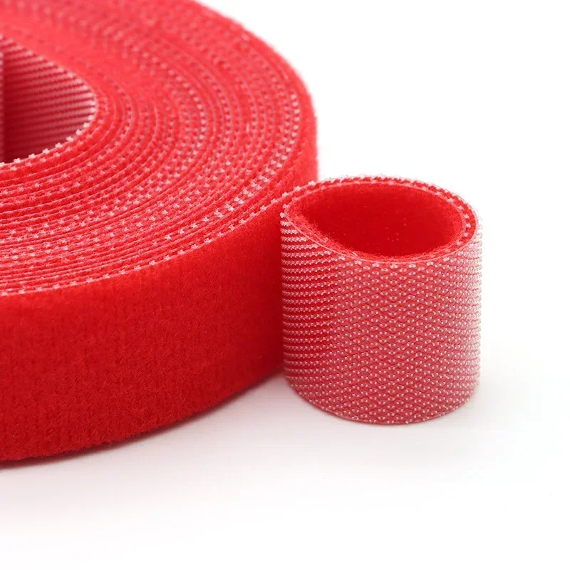5m/roll Cable Ties Reusable Loop Bundle Self Adhesive Red Nylon Strap Organizer Clip Wire Holder Management Fastening Tape