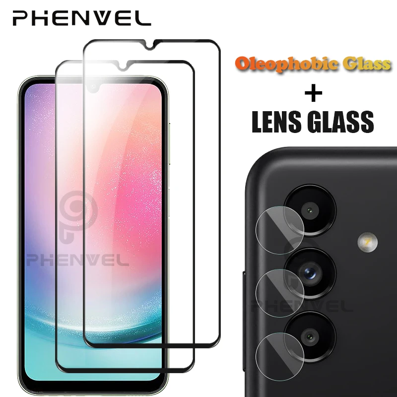 Oleophobic Protective Glass For Samsung Galaxy A24 Full Cover Screen Protector For Galaxy A24 Tempered Glass Film