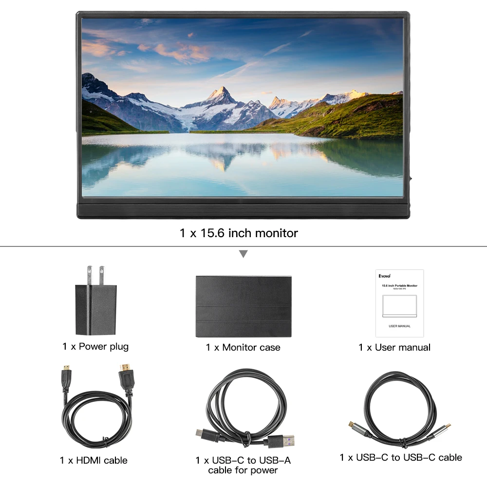 Imagem -06 - Miktver-monitor Portátil com Alto-falante Duplo Hdmi e tipo c Monitor Externo para Laptop e Telefone Tela Ips Fhd 1920x1080 60hz 15.6