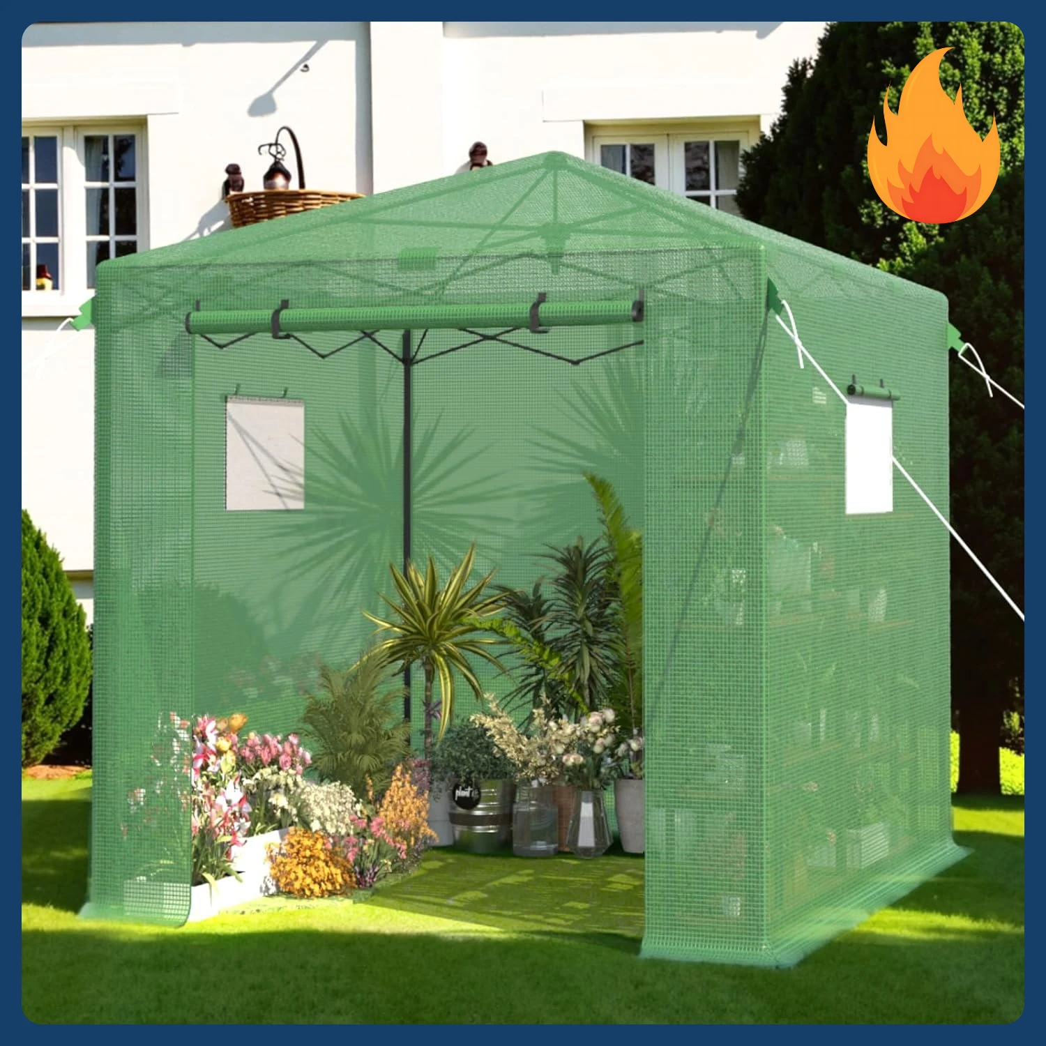 

[New Arrival!]8X6 FT Pop Up Greenhouse,Greenhouse for Outdoors, Portable Walk-in Greenhouses with Roll-Up Zipper Door, PE Cover