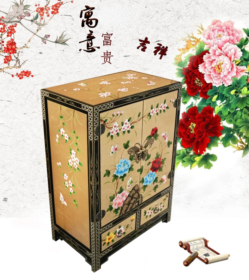 

New Chinese hand-painted gold foil storage porch cabinet