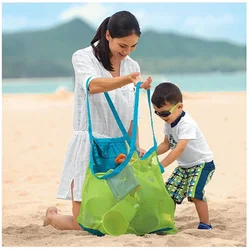 1 pz borsa da spiaggia rete sabbia coperta esterna durevole borsa a mano portatile nuoto giocattoli sportivi raccolta di stoccaggio per bambini borsa per bambini