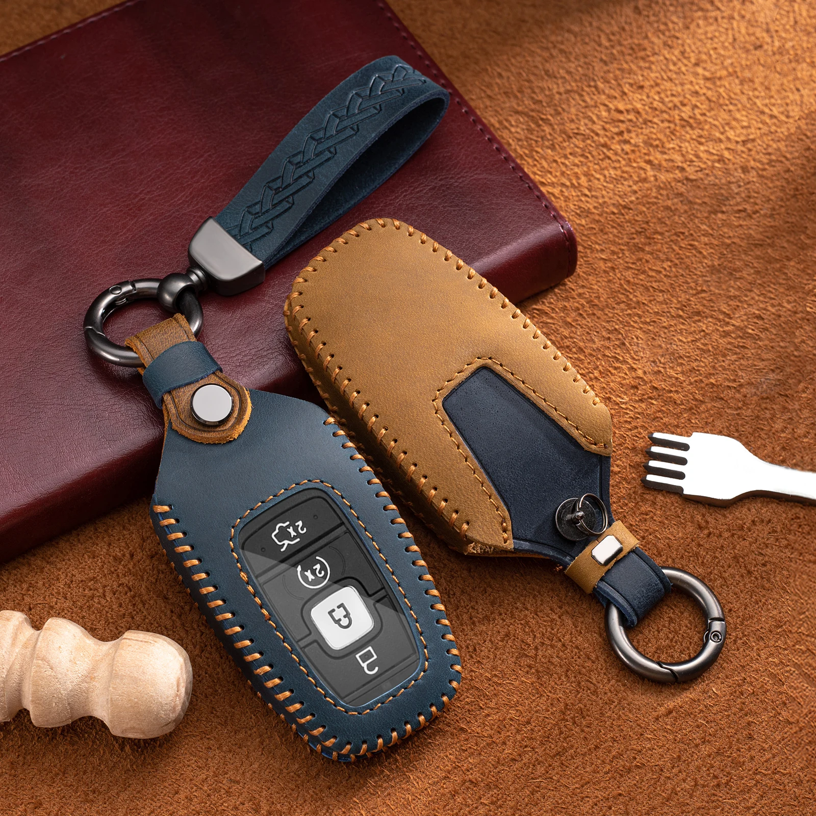 Crazy Horse Leather Car key cover case for Lincoln Lincoln Continental MKC MKZ MKX Navigator Z Nautilus Aviator Corsair 2017 201