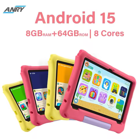 ANRY Android 15 Kids Tablet 5000Mah Octa-core 10.1 inch 8GB (4+4GB)RAM 64GB ROM Tablets Entertainment Learning Children's Tablet