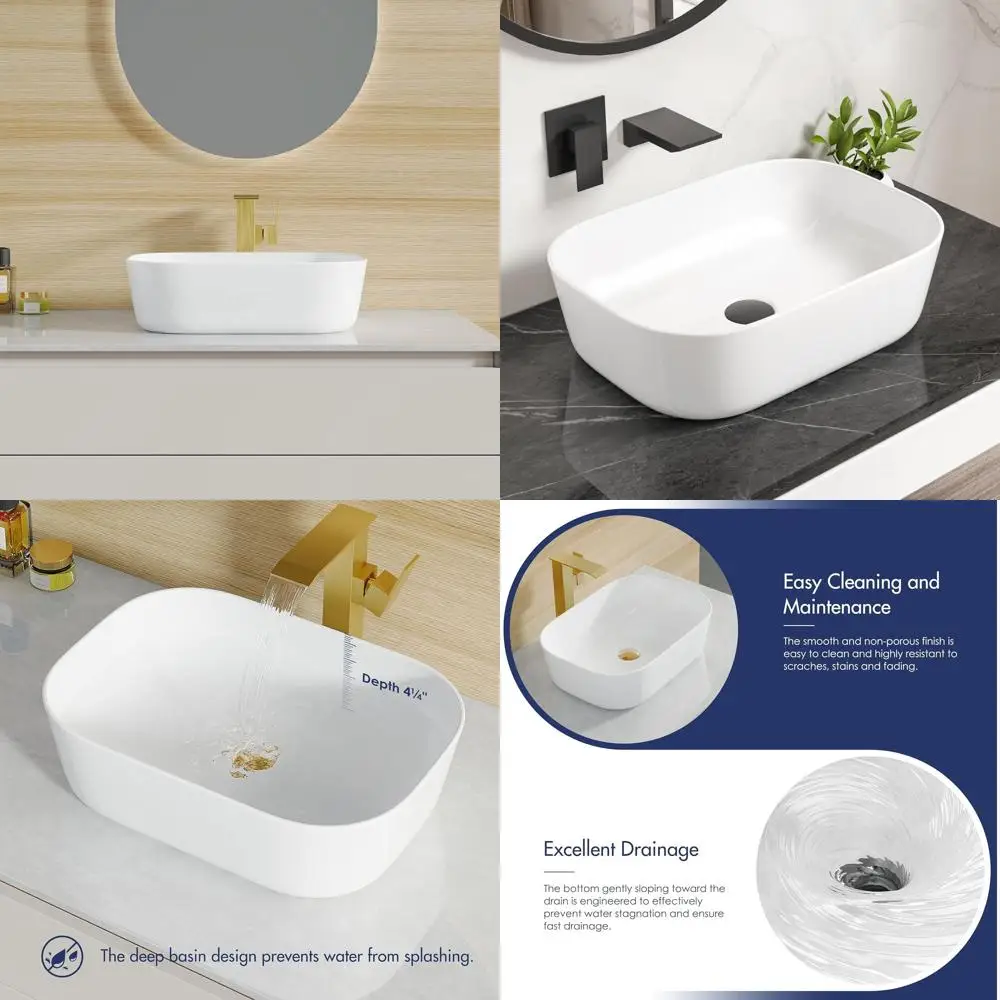 

Прямоугольная белая фарфоровая раковина для ванной комнаты, 18x13 дюймов, для установки на столешницу