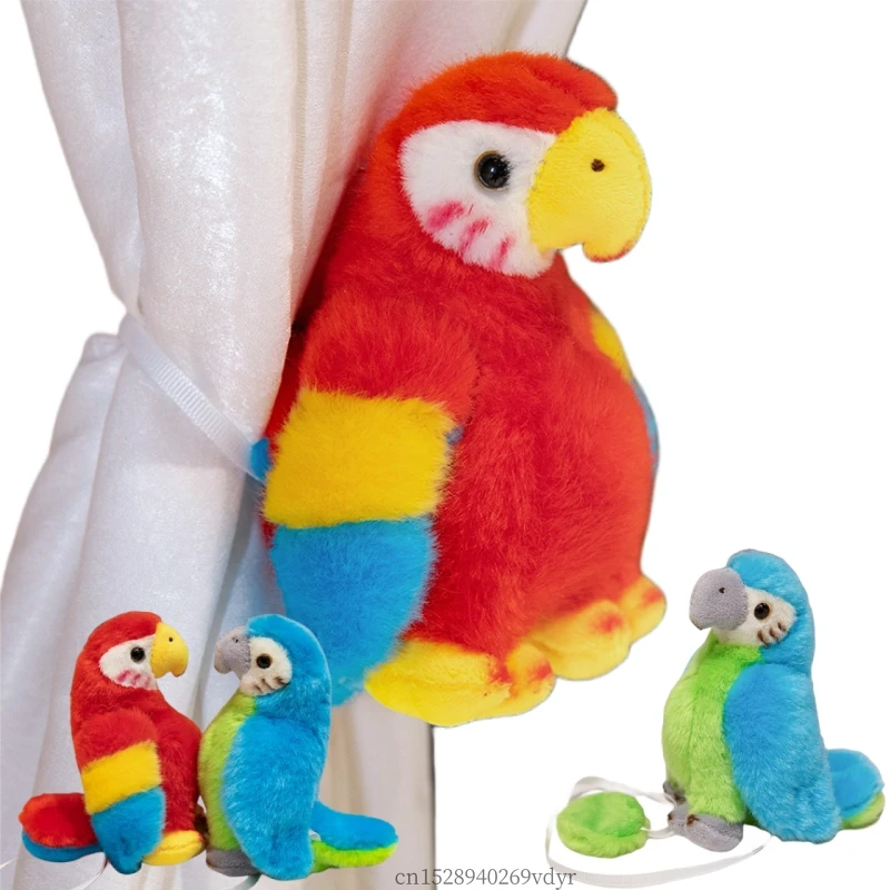 Simulation Magnet Parrot Stuffed Plush Dolls Curtain Storage Creative Home Decor Super Soft  Girls Boys Baby Gifts