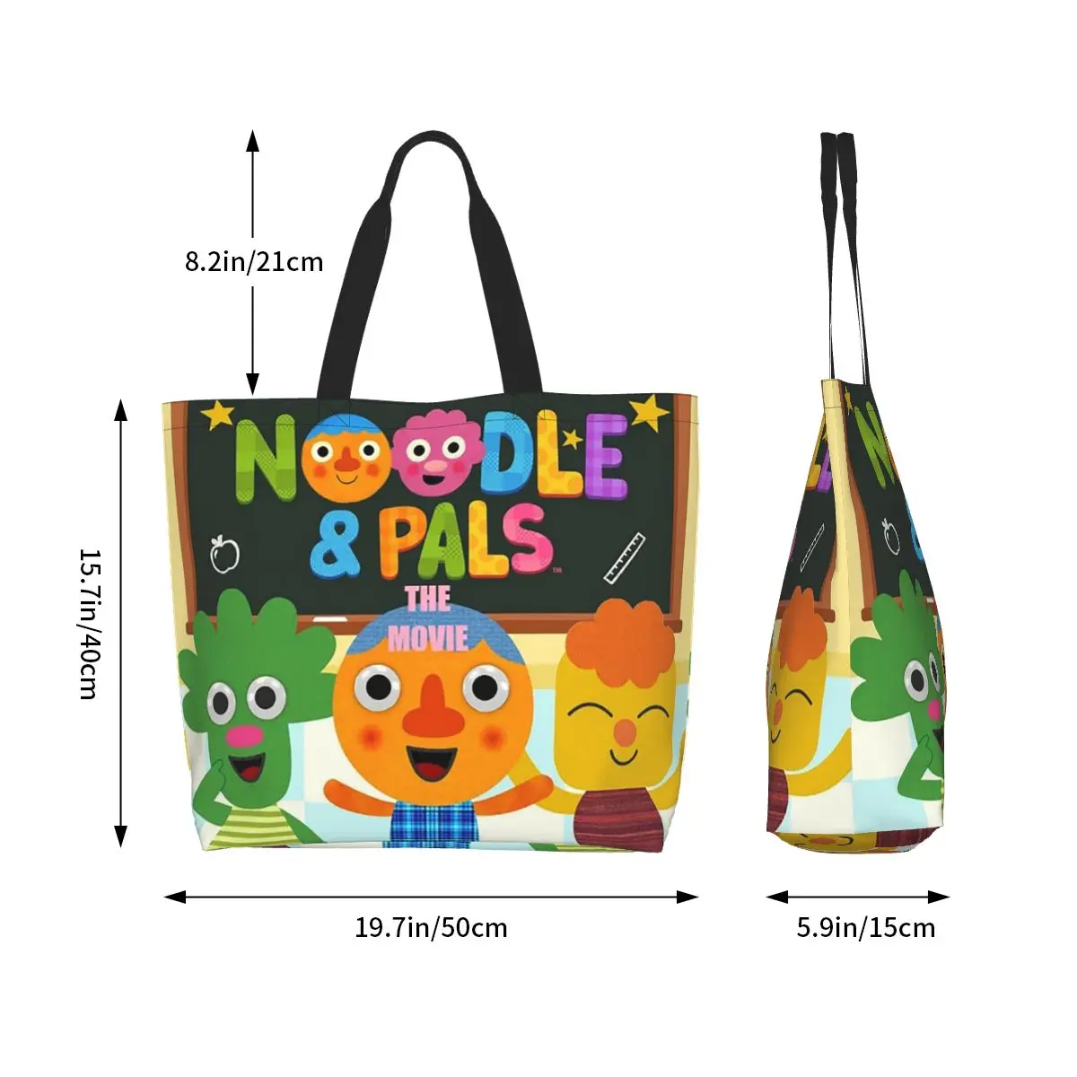 Noodle And Pals Micro Super Simple Cool Shopping Tote Bag Canvas Large Capacity Shoulder Bags Shopper Grocery Handbag for Women