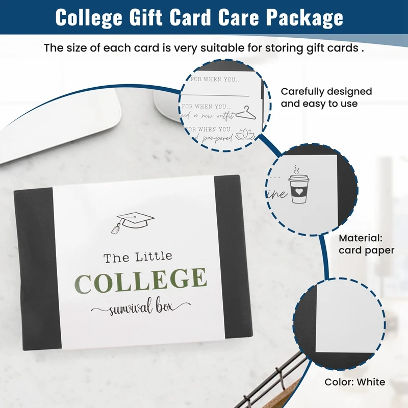 College Gift Card Care Package, College Gift Card Book, College Care Package, High School Graduation Gift, Durable White & Green