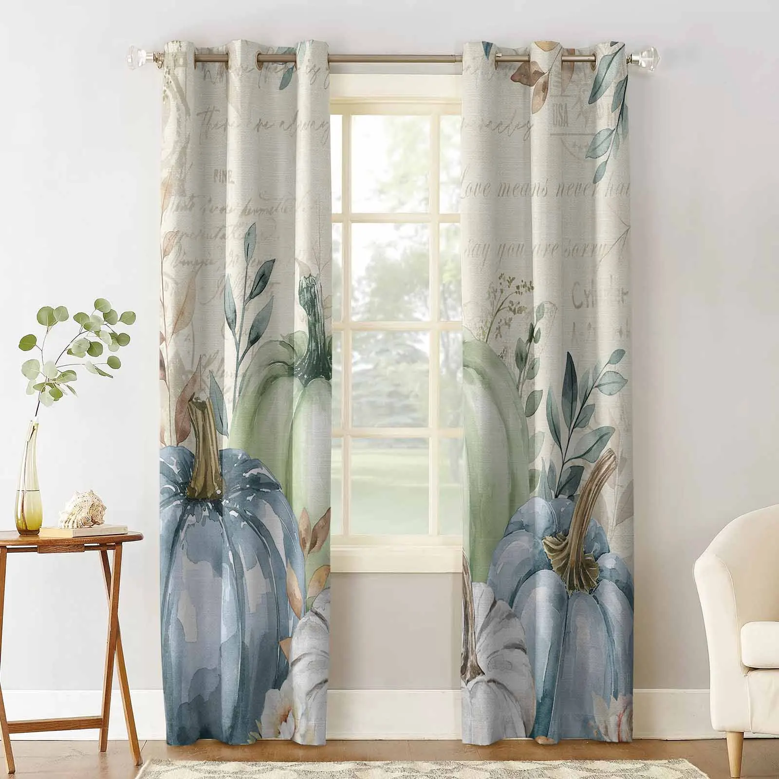 Thanksgiving Autumn Leaves Curtains For Living Room Kids Bedroom Window Curtain Balcony Hall Drape Long Cortinas