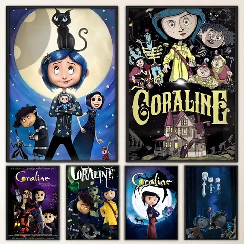 Anime C -Coraline Poster Fancy Poster Wall Sticker for Living Room Bar Vintage Decorative Painting Middle