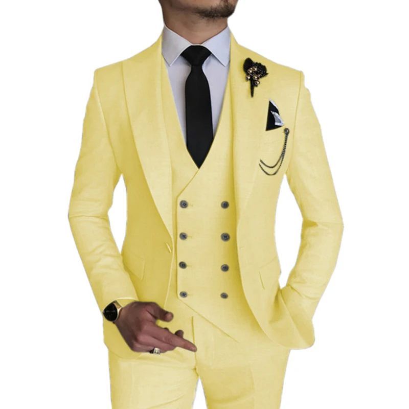 جديد كلاسيكي الزفاف العريس الدعاوى للرجال 3 قطعة سليم صالح مزدوجة الصدر سترة أفضل رجل حفلة رسمية الذكور دعوى Trajes De Hombre