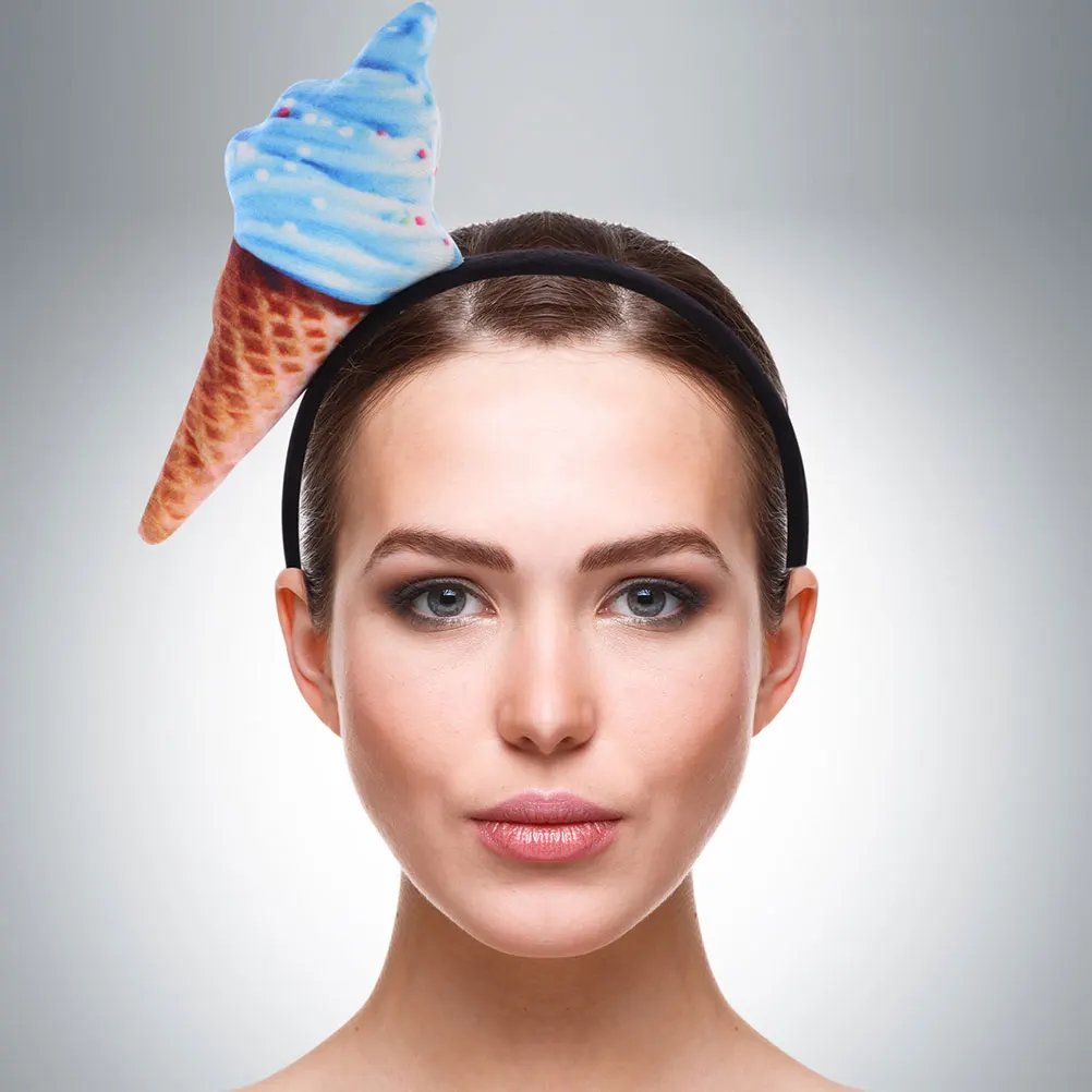

3pcs Cute Ice Cream Charm Headband For Women Spa Face Washing Skincare Makeup Elastic Nonslip Hairband Party Travel Daily Use