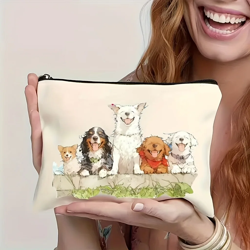 Clutches Women's Printed Storage Bag Puppy Family Multifunctional Makeup Pouch DOG Toiletry Bags Handbag Cosmetic Pouch Gifts