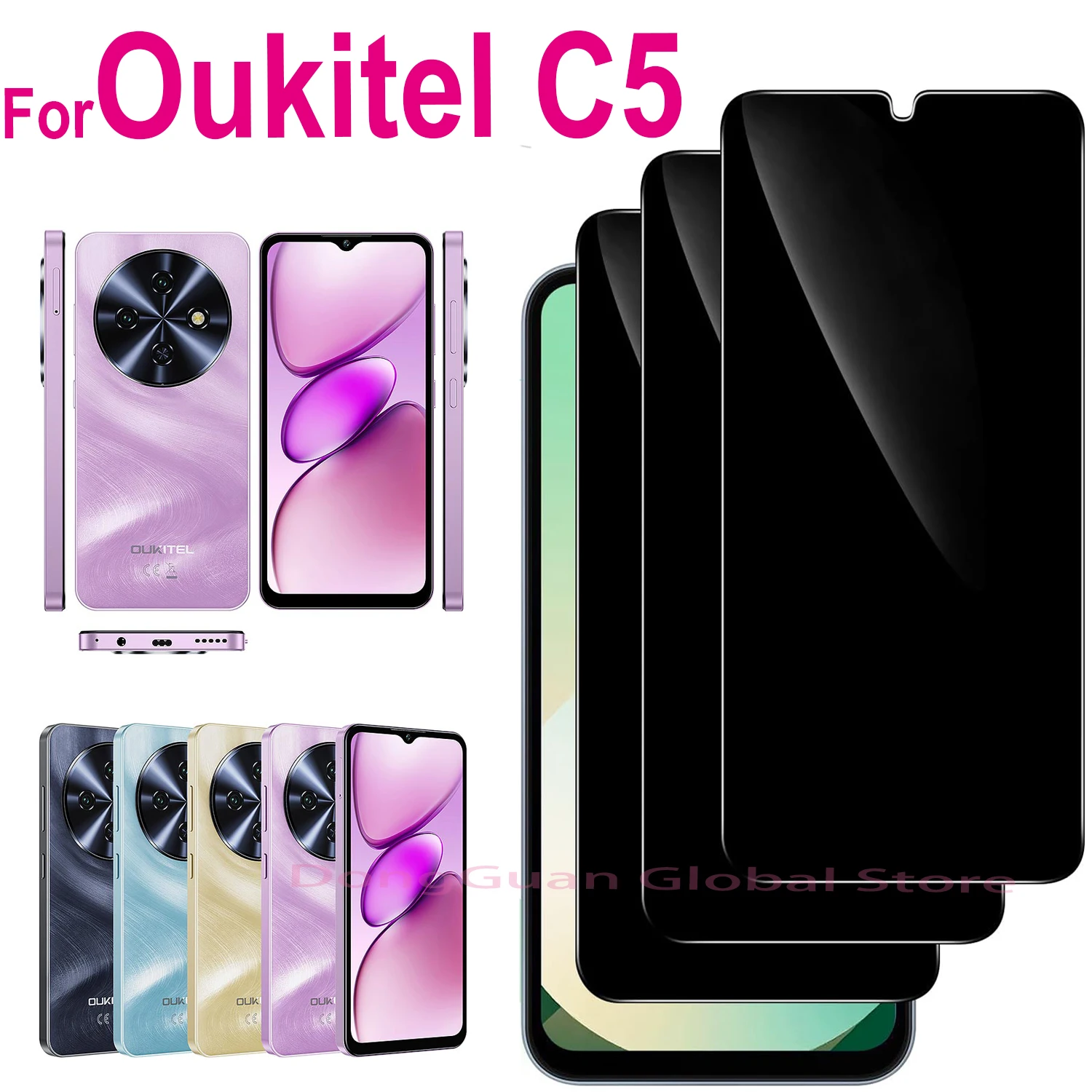1/2/3/4Pcs For Oukitel C5 Anti Spy Tempered Glass Protector Privacy Screen 6.52