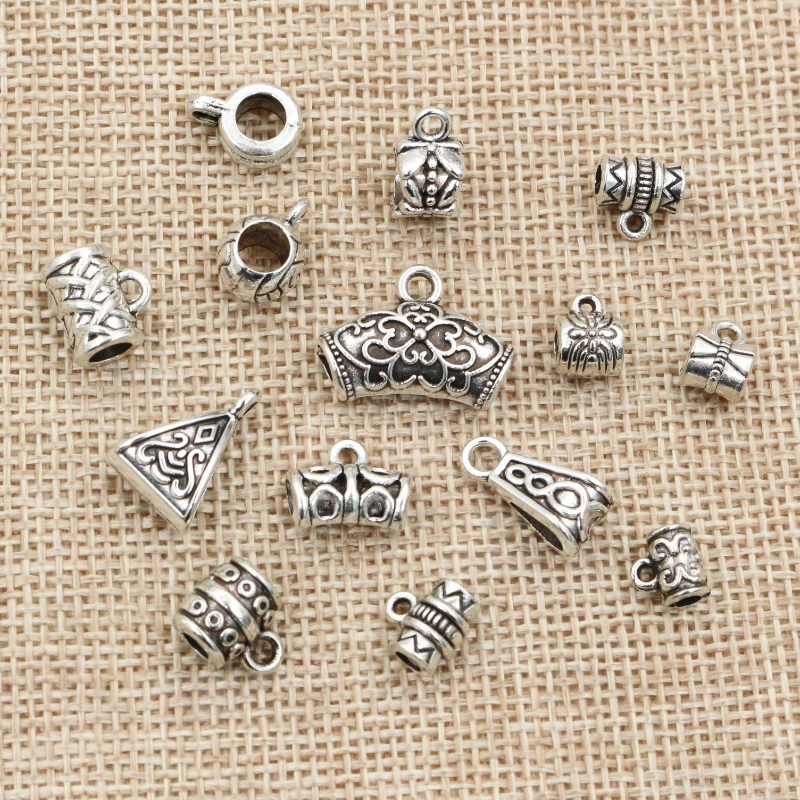 

20pcs/lot DIY Handmade Beads Bails Pendants Jewelry Making DIY Necklace Antique Silver Color Bails Pendant Charm Beads Bails