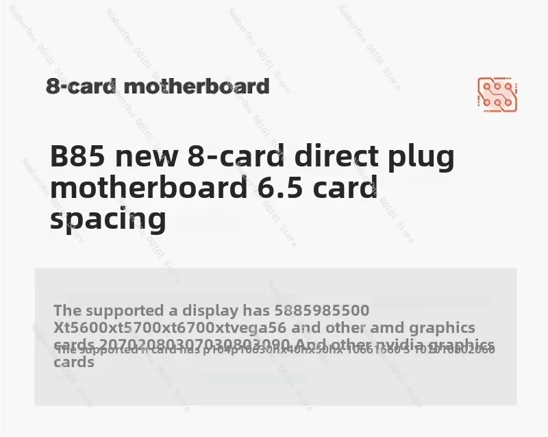 Bit B85 8-card in-line Mainboard BTC Mainboard Multi-graphics Slot 65MM Pitch CPU 1150-pin