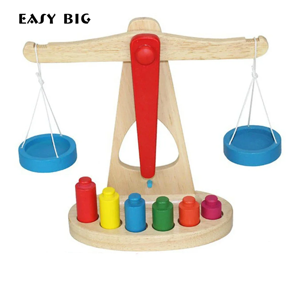 

EASY BIG Unisex Math Toys For Children Kids Montessori Educational Wooden Abacus Toys Balance-type Scale Games TH0011