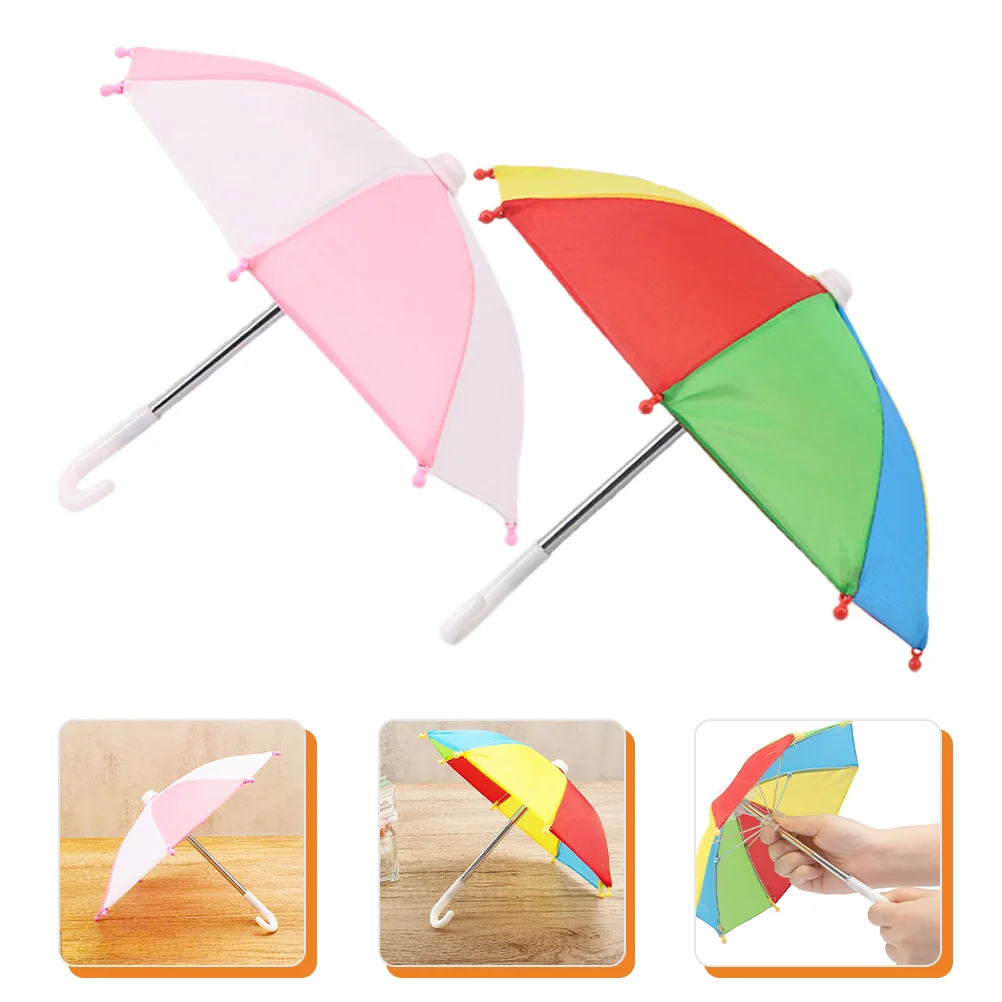 2 Pcs Sombrillas De Para Mini House Accessories Small Umbrella Beach Umbrella Metal Parasol Child