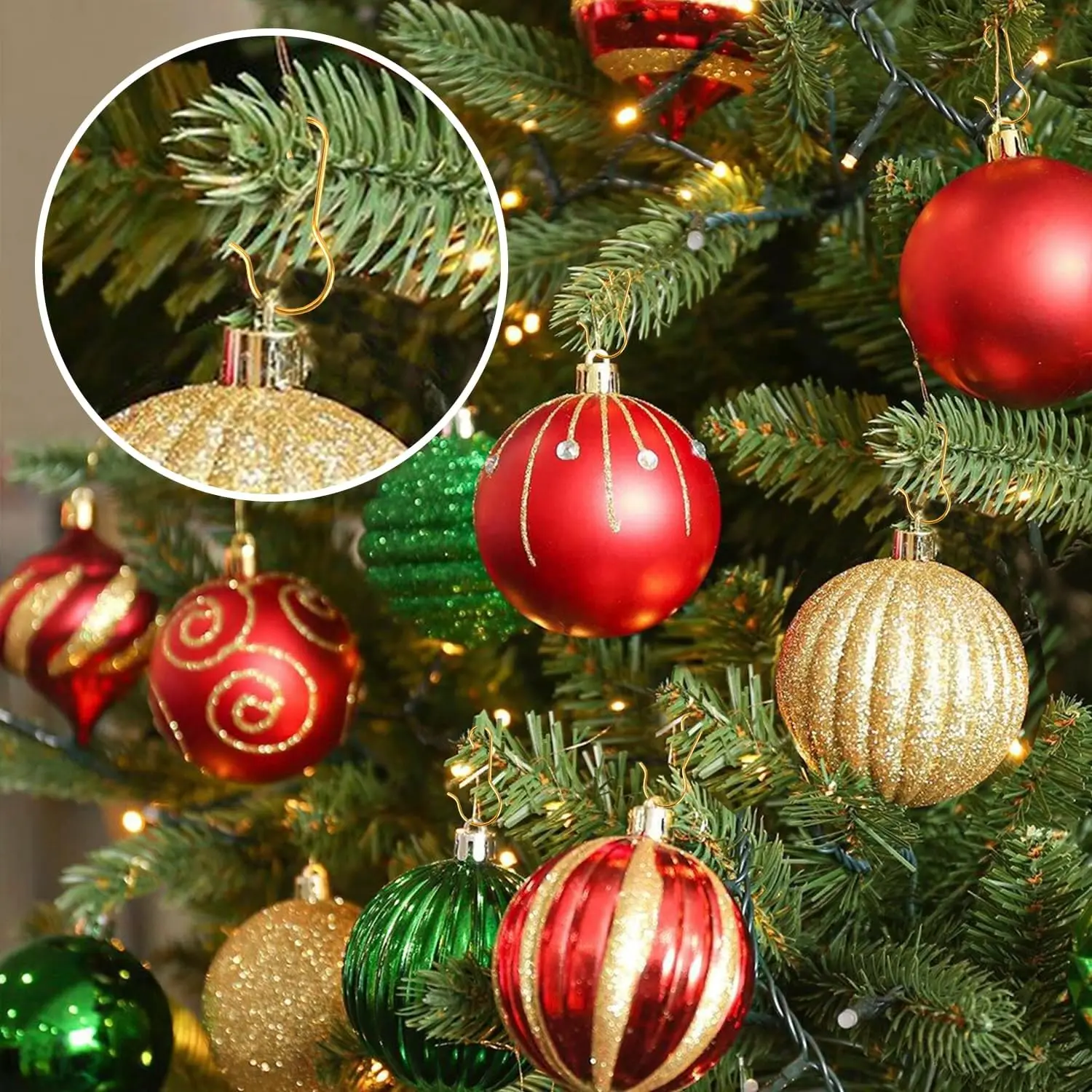 عيد الميلاد زخرفة السنانير المعدنية الفضة الذهب شجرة عيد الميلاد الكرة الشماعات المعلقة DIY بها بنفسك ديكور المنزل الطرف عيد الميلاد قلادة هوك
