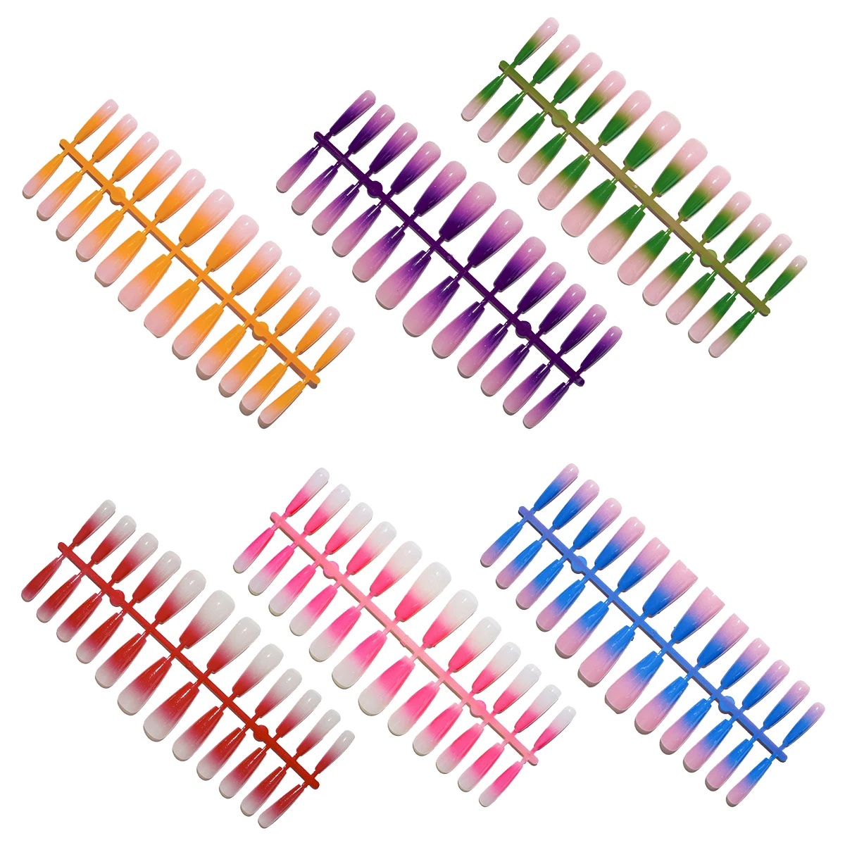 

144Pcs Gradient Fake Nails Tips Full Cover Detachable Ultra Thin Strong Durable for Professional Personal Use False Nail