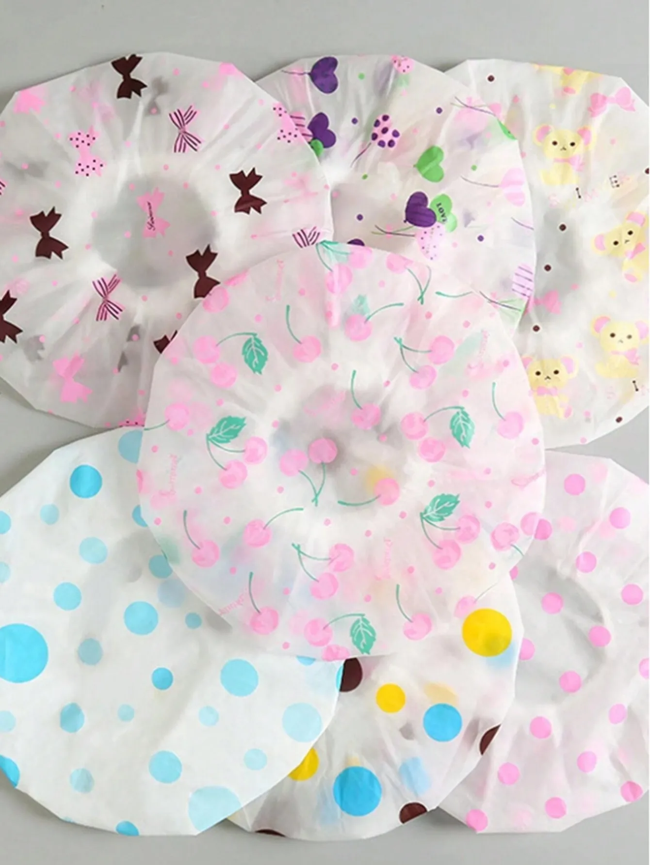 Conjunto de 3 Toucas de Banho Impermeáveis Estampadas, Toucas Reutilizáveis Reforçadas, Cobertura de Cabelo à Prova de Poeira em PVC para Casa e Viagem